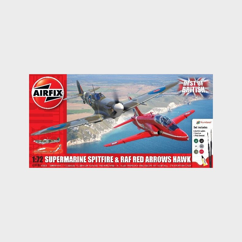 Airfix - Supermarine Spitfire + Red Arrows Hawk Fly Byggest - 1:72 - A50187