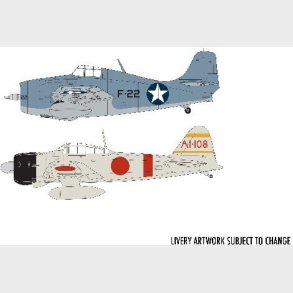 Airfix - Grumman F4f Wildcat + Mitsubishi Zero Fly - 1:72 - A50184