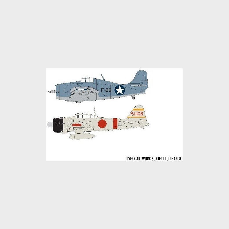 Airfix - Grumman F4f Wildcat + Mitsubishi Zero Fly - 1:72 - A50184