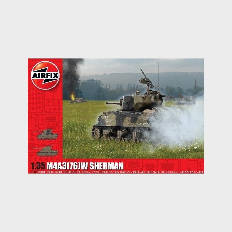 Airfix - M4a3(76)w Sherman Model Tank Byggest - 1:35 - A1365