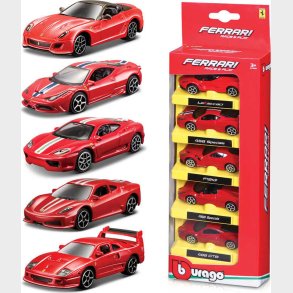 Bburago - Ferrari Race & Play St Med 5 Biler - 1:64 - 7 Cm - Assorteret