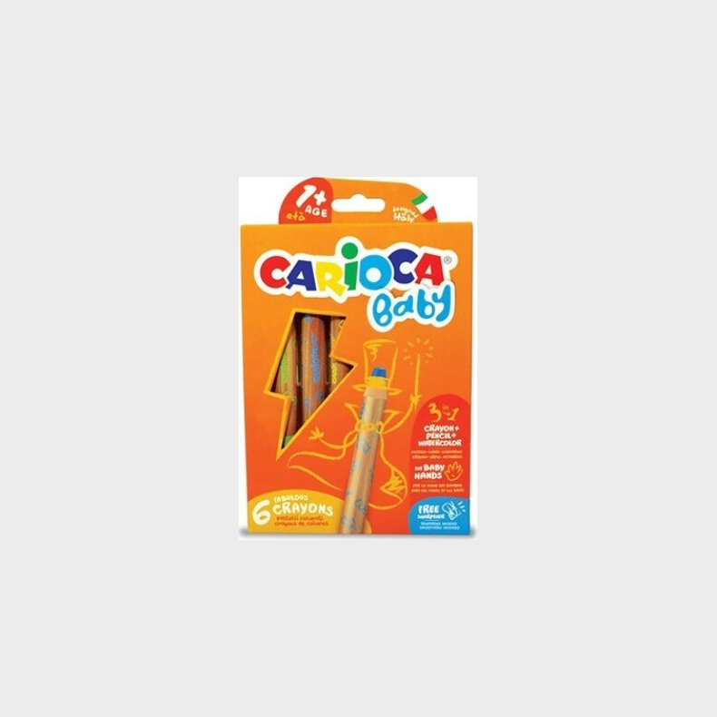 Carioca Baby - 3-i-1 Farvekridt Til Brn - 6 Farver