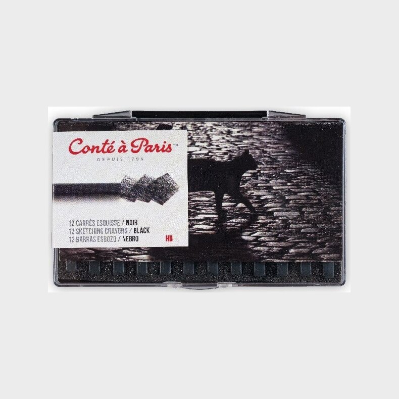 Tegnekridt - Sort - 12 Stk - Conte A Paris