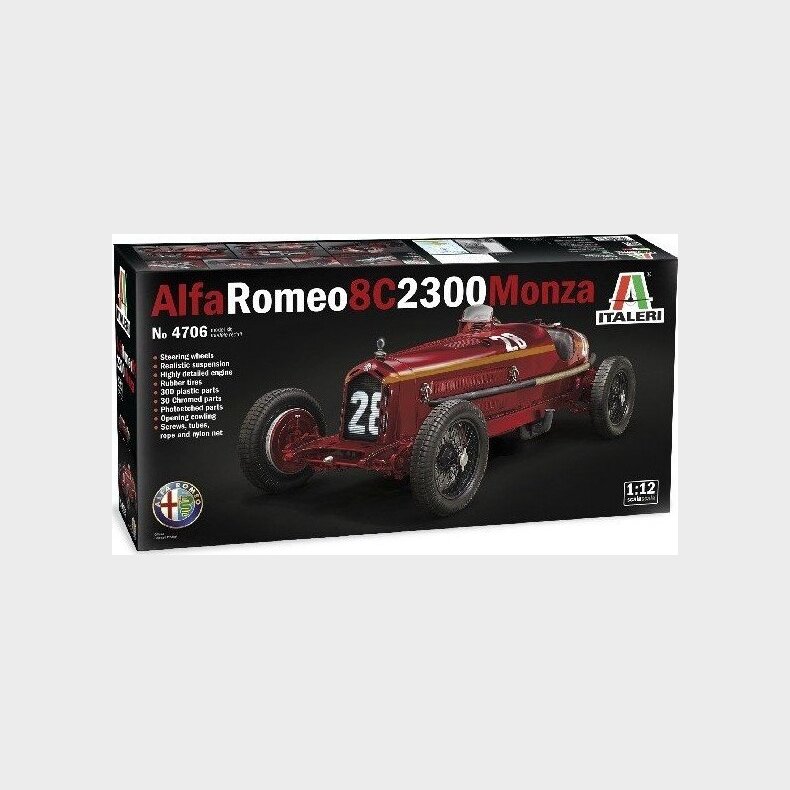 Italeri - Alfa Romeo 8c 2300 Monza Sportsvogn Byggest - 1:12 - 4706