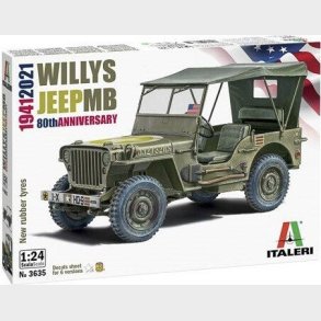 Italeri - Willys Jeep Bil Byggest - 1:24 - 3635