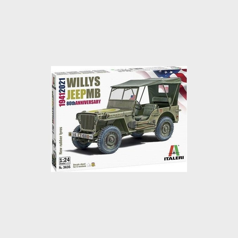 Italeri - Willys Jeep Bil Byggest - 1:24 - 3635