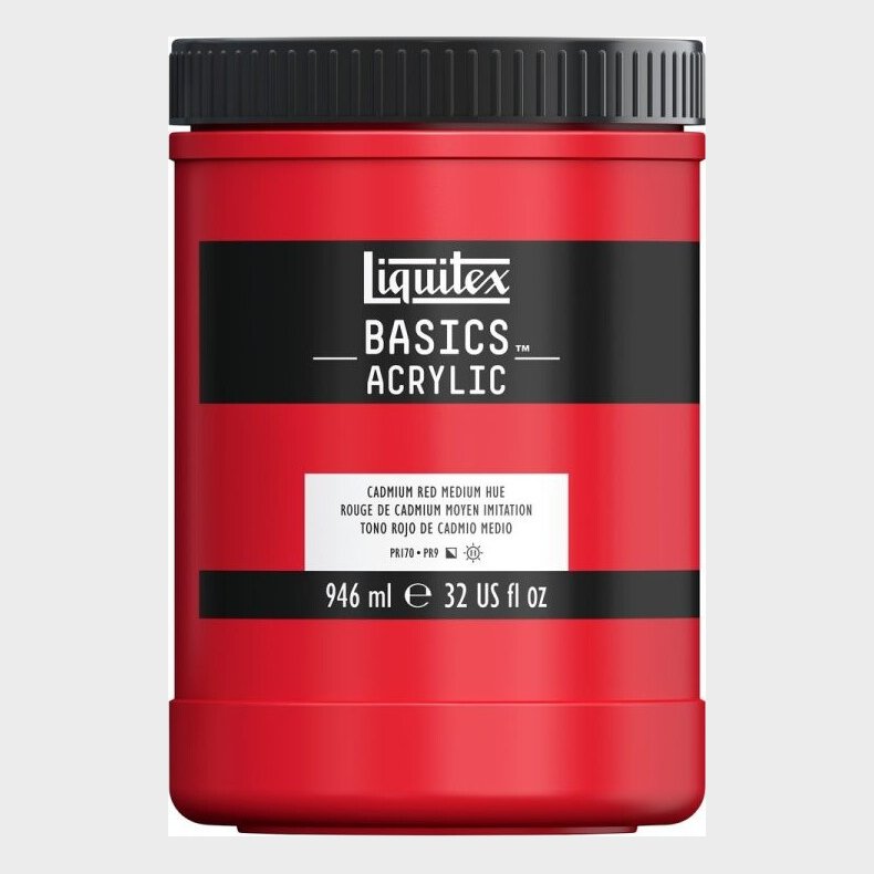 Liquitex - Basics Akrylmaling - Cadmium Red Medium Hue 946 Ml