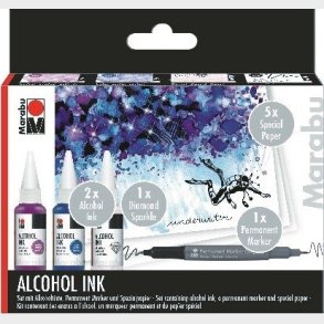 Marabu - Alcohol Ink St Inkl. Papir Og Tusch - Underwater - 3x20 Ml