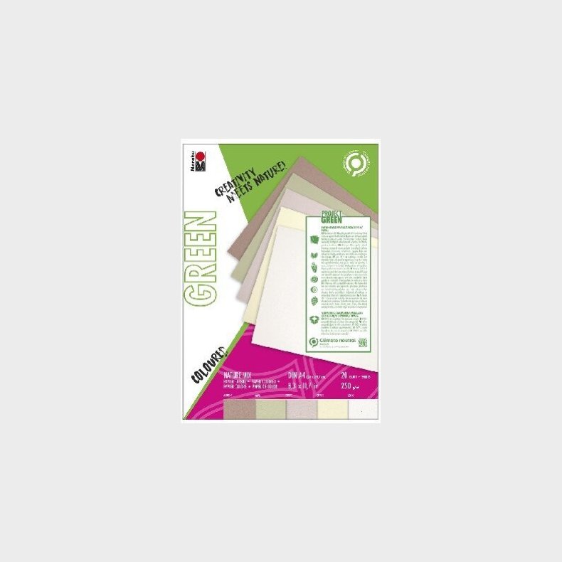 Tegnepapir - A4 - Naturfarver - Marabu - 20 Ark