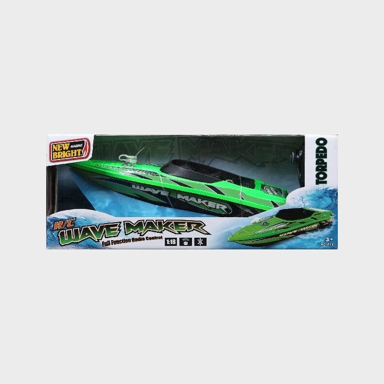 Fjernstyret Speedbd - 1:18 - Rc Wave Maker - New Bright - Grn