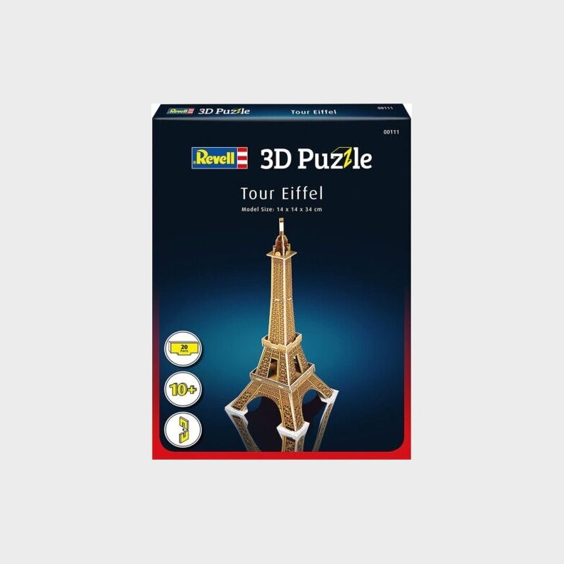 Eiffeltrnet 3d Puslespil - Revell 3d Puslespil - 20 Brikker - 34 Cm