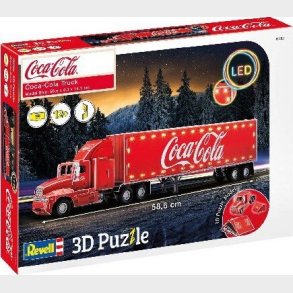 Revell 3d Puslespil - Coca Cola Lastbil Med Led - 128 Brikker - 58 Cm