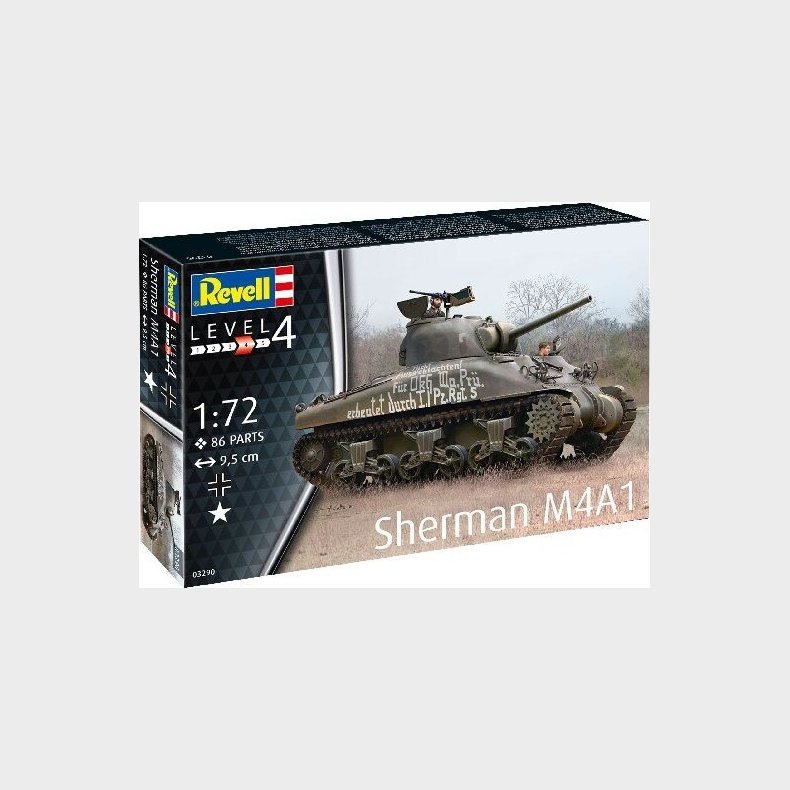 Revell - Sherman M4a1 Tank Byggest - 1:72 - Level 4 - 03290