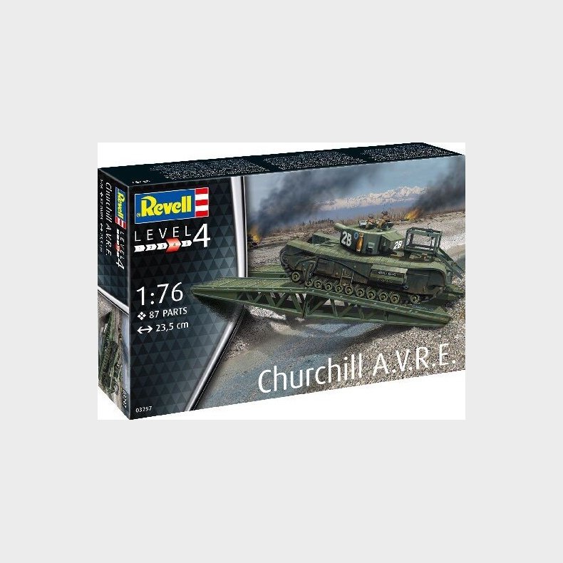 Revell - Churchill A.v.r.e. Tank Byggest - 1:76 - Level 4 - 03297