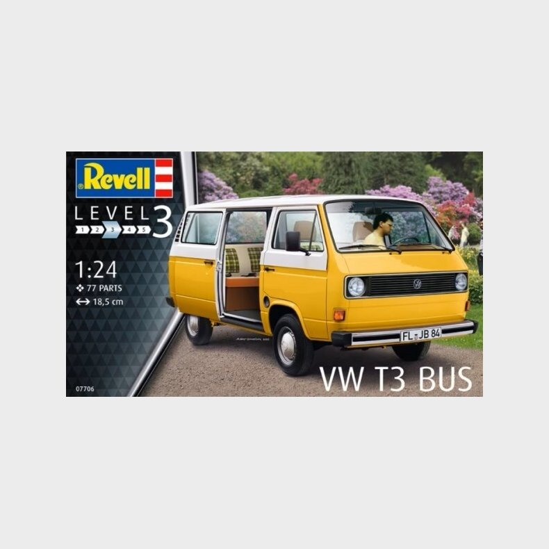 Revell - Vw T3 Bus Modelbus Byggest - 1:24 - Level 3 - 07706