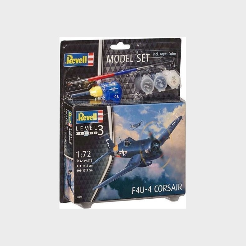 Revell - F4u-4 Corsair Male Byggest Modelfly - Level 3 - 63955