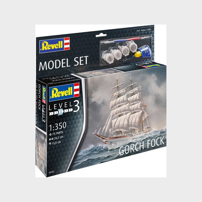 Revell - Gorch Fock Skib Byggest Inkl. Maling - 1:350 - Level 3 - 65432