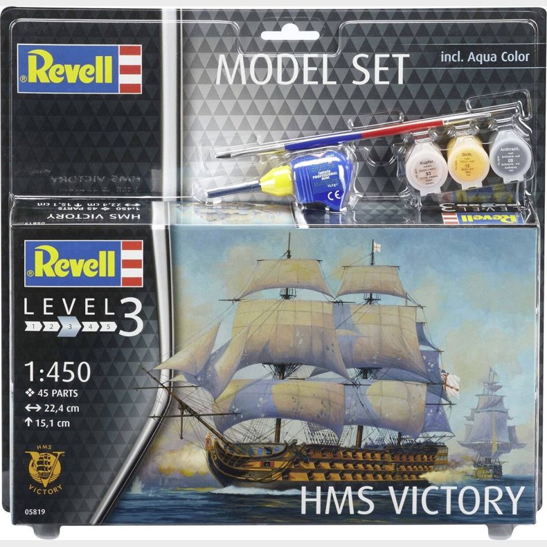 Revell - Hms Victory Model Skib Byggest Inkl. Maling - 1:450 - Level 3 - 65819