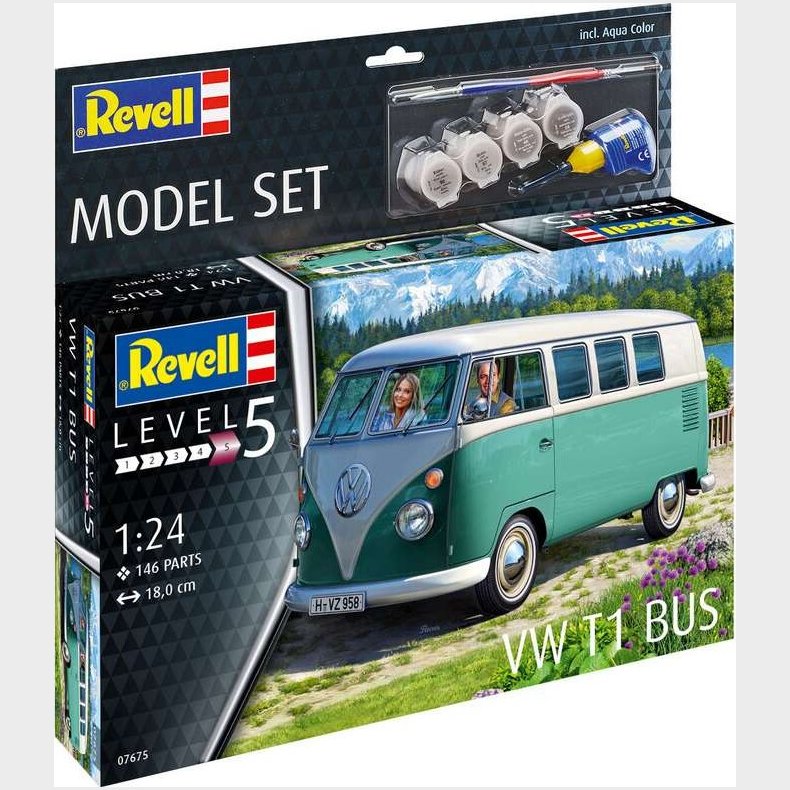 Revell - Vw T1 Samba Bus Byggest Inkl. Maling - 1:24 - Level 5 - 67675