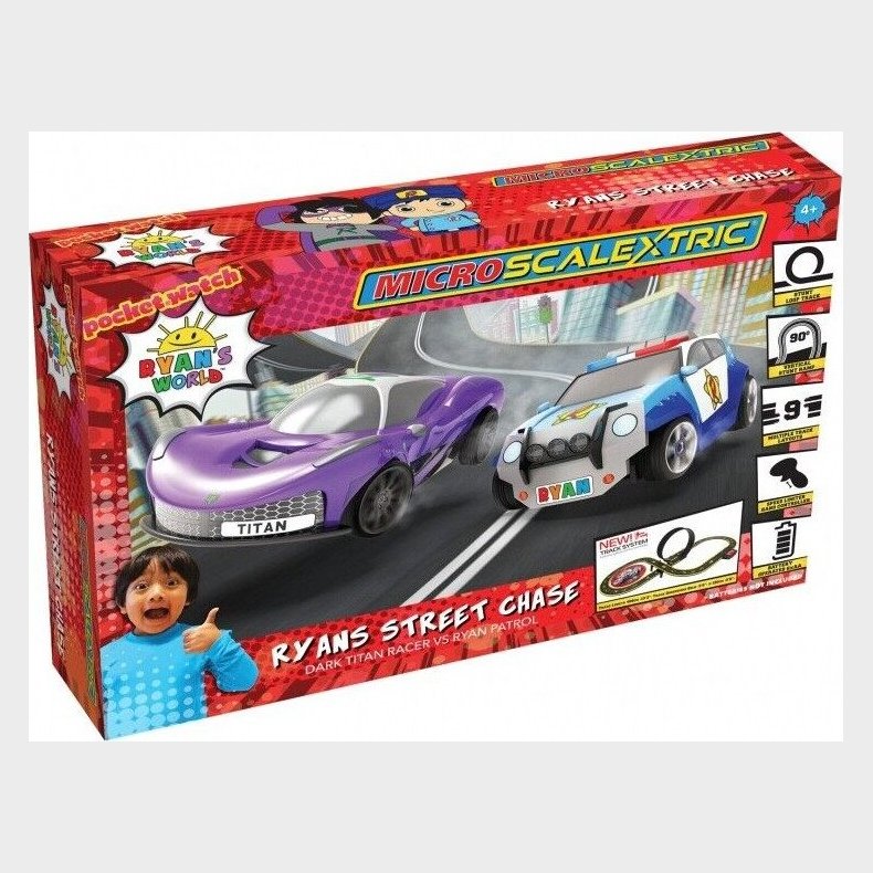 Micro Scalextric Racerbane - Ryans World - Street Chase - Inkl. 2 Biler - 1:64