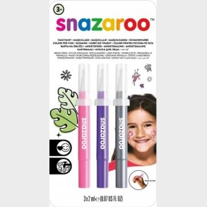 Snazaroo - Ansigtsmaling St Med 3 Stk - Pink, Lilla Og Slv