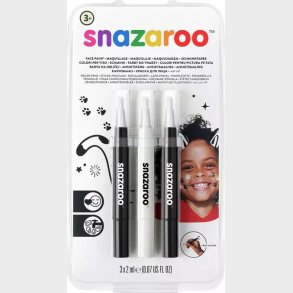 Snazaroo - Ansigtsmaling St Med 3 Stk - 2 X Sort Og Hvid