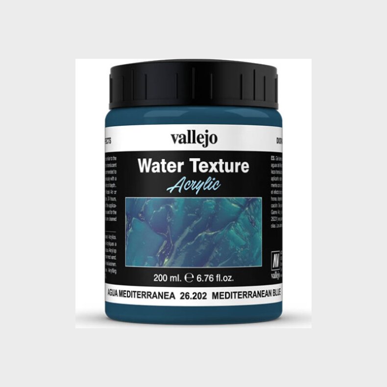 Vallejo - Water Texture Akryl Medium - Mediterranean Blue 200 Ml