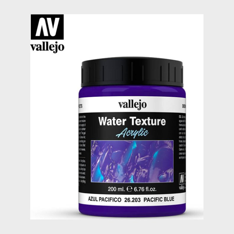 Vallejo - Water Texture Akryl Medium - Pacific Blue 200 Ml