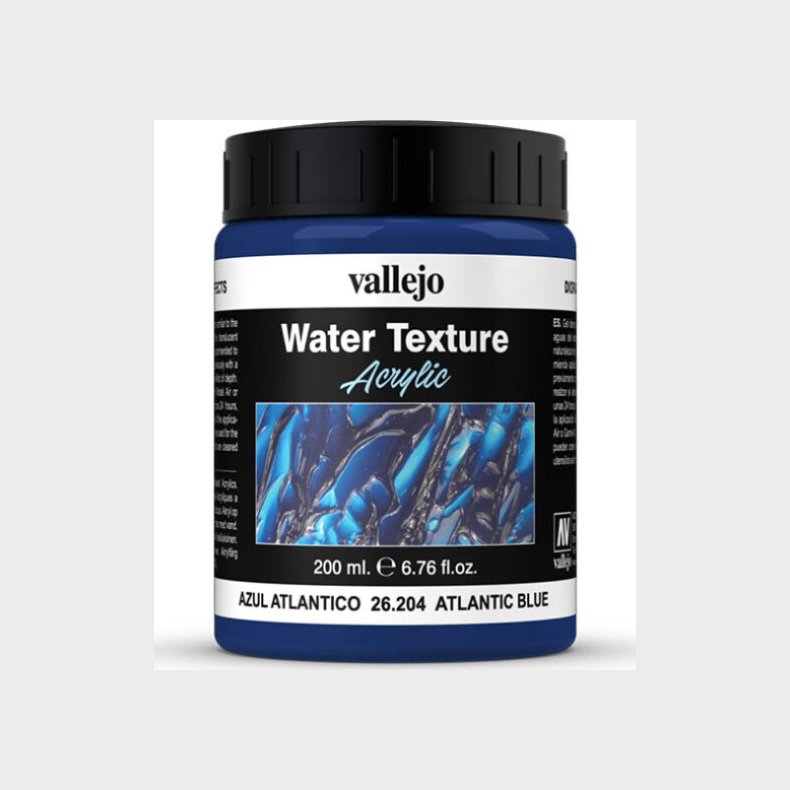Vallejo - Water Texture Akryl Medium - Atlantic Blue 200 Ml