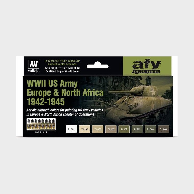 Vallejo - Maling St Til Modelhobby - Wwii Us Army 1942-45 - Afv Color Series - 8x17 Ml