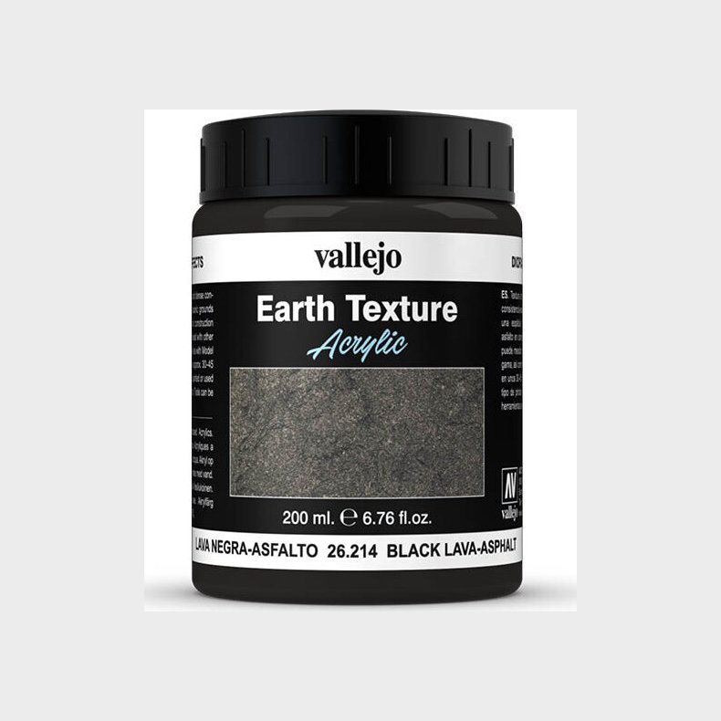 Vallejo - Earth Texture Acrylic - Black Lava Asphalt 200 Ml - 26214