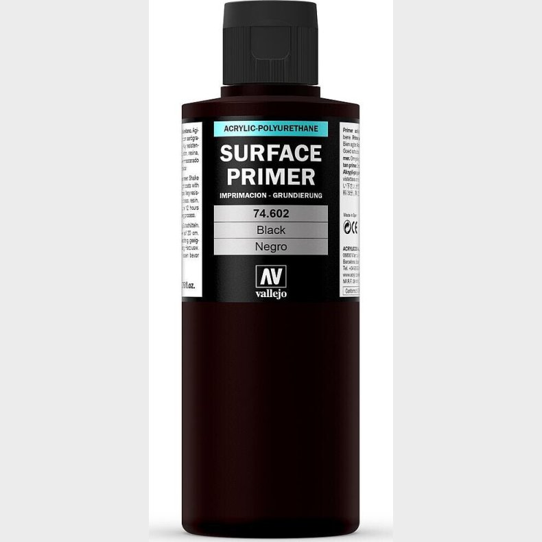 Vallejo - Surface Primer - Sort 200 Ml