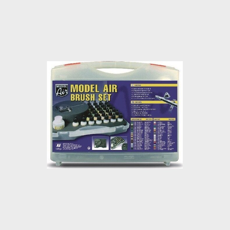 Vallejo - Model Air Airbrush Maling St Inkl. Airbrush - 29 Farver