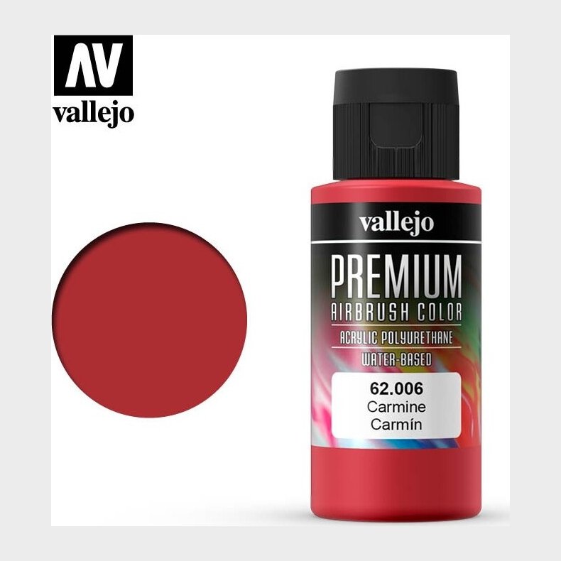 Vallejo - Premium Airbrush Maling - Carmine 60 Ml