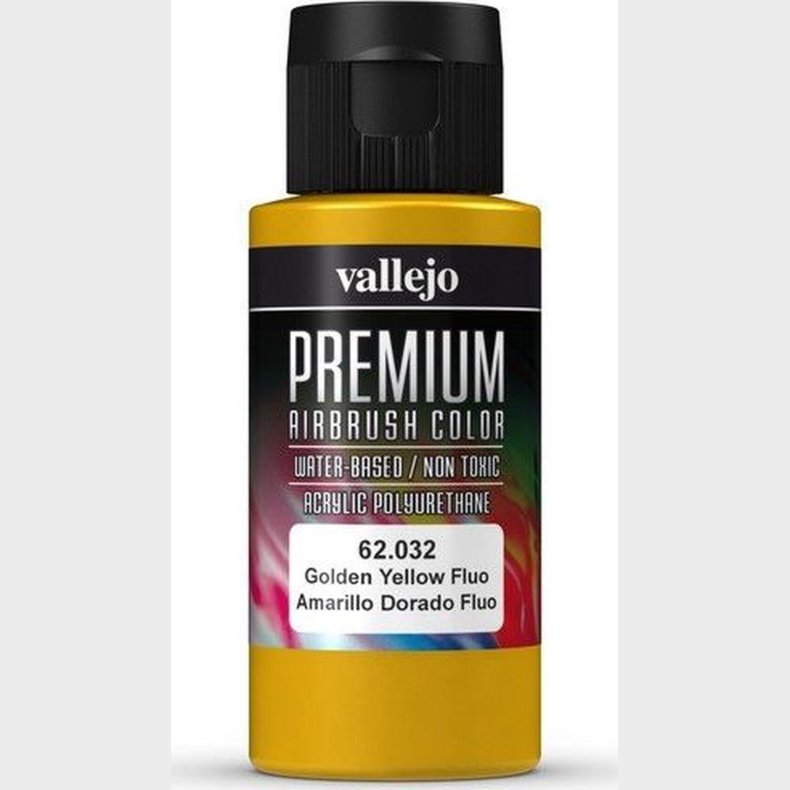 Vallejo - Premium Airbrush Maling - Gondel Yellow Fluo 60 Ml