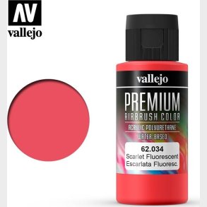 Vallejo - Premium Airbrush Maling - Scarlet Fluorescent 60 Ml
