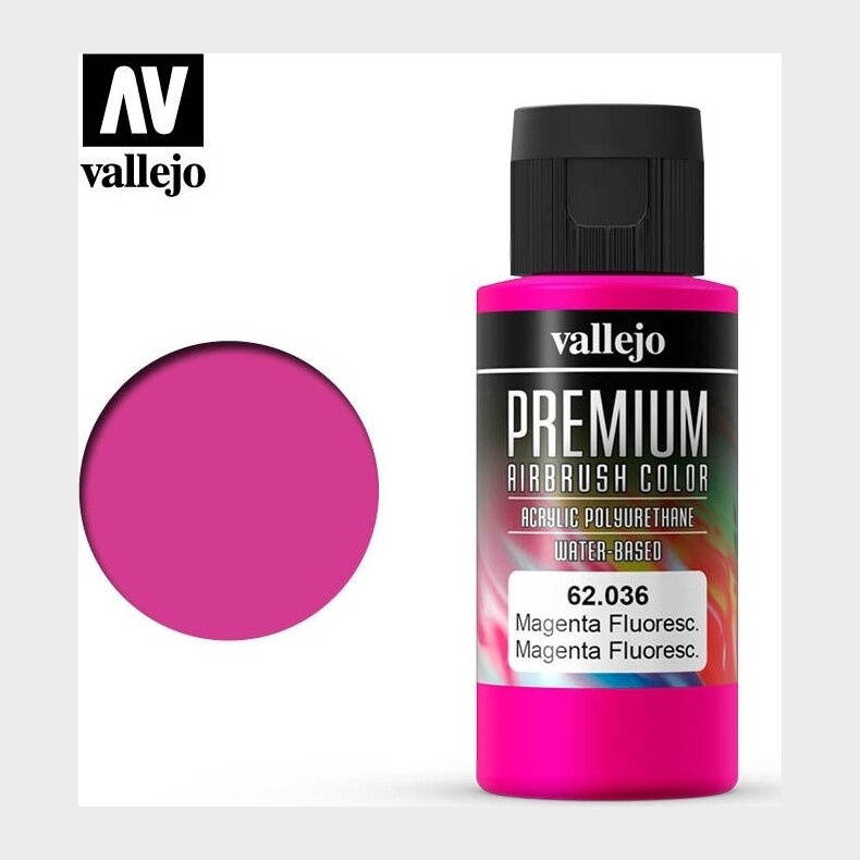 Vallejo - Premium Airbrush Maling - Magenta Fluorescent 60 Ml