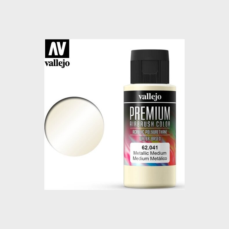 Vallejo - Premium Airbrush Maling - Metallic Medium 60 Ml