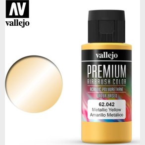 Vallejo - Premium Airbrush Maling - Metallic Yellow 60 Ml
