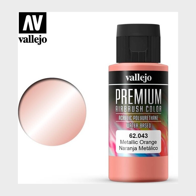 Vallejo - Premium Airbrush Maling - Metallic Orange 60 Ml
