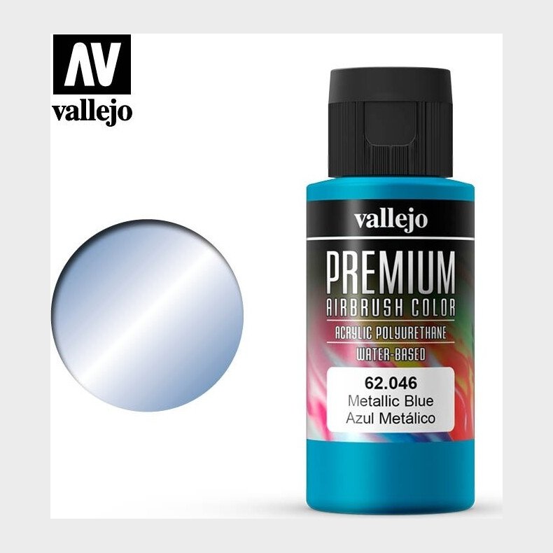 Vallejo - Premium Airbrush Maling - Metallic Blue 60 Ml