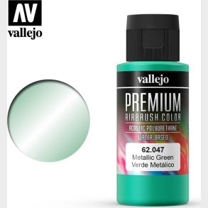 Vallejo - Premium Airbrush Maling - Metallic Green 60 Ml
