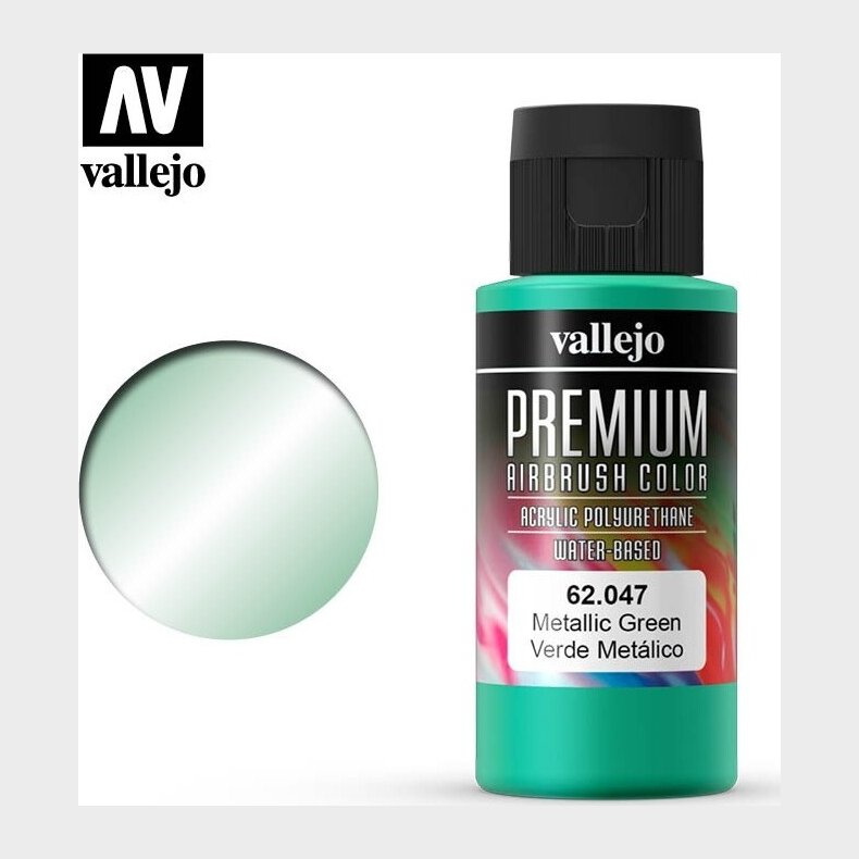 Vallejo - Premium Airbrush Maling - Metallic Green 60 Ml