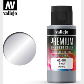 Vallejo - Premium Airbrush Maling - Steel 60 Ml
