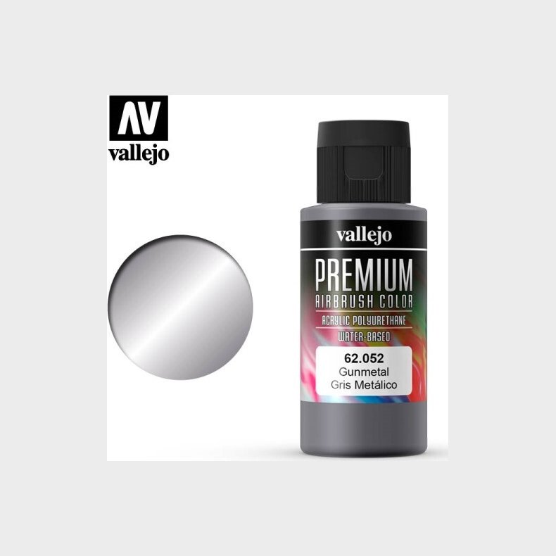 Vallejo - Premium Airbrush Maling - Gunmetal 60 Ml