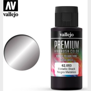 Vallejo - Premium Airbrush Maling - Metallic Black 60 Ml