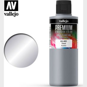 Vallejo - Premium Airbrush Maling - Steel 200 Ml