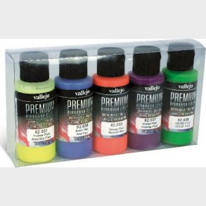 Vallejo - Premium Airbrush Maling St - Fluorescent - 5x60 Ml