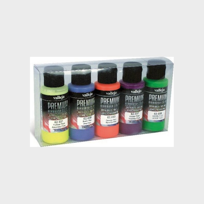 Vallejo - Premium Airbrush Maling St - Fluorescent - 5x60 Ml