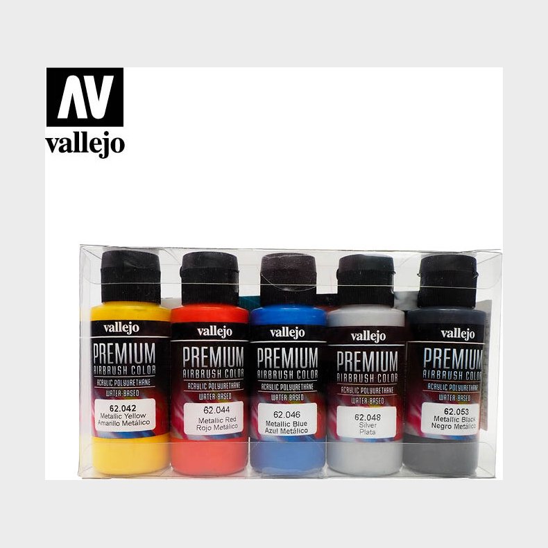 Vallejo - Premium Airbrush Maling St - Metallics - 5x60 Ml